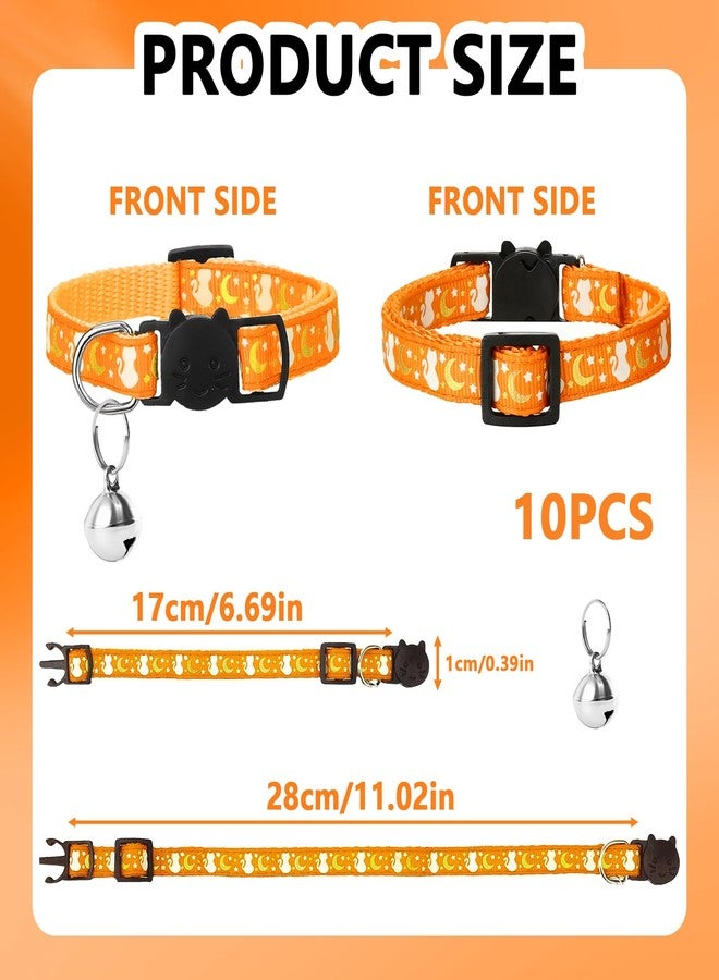 LUSTRIB 10PCS Breakaway Cat Collars with Bell, Glow in The Dark Adjustable Kitten Collars with Star Moon Pendant, 10 Color Cute Kitty Collars for Girl Boy Cats Pet Accessories - Image 2